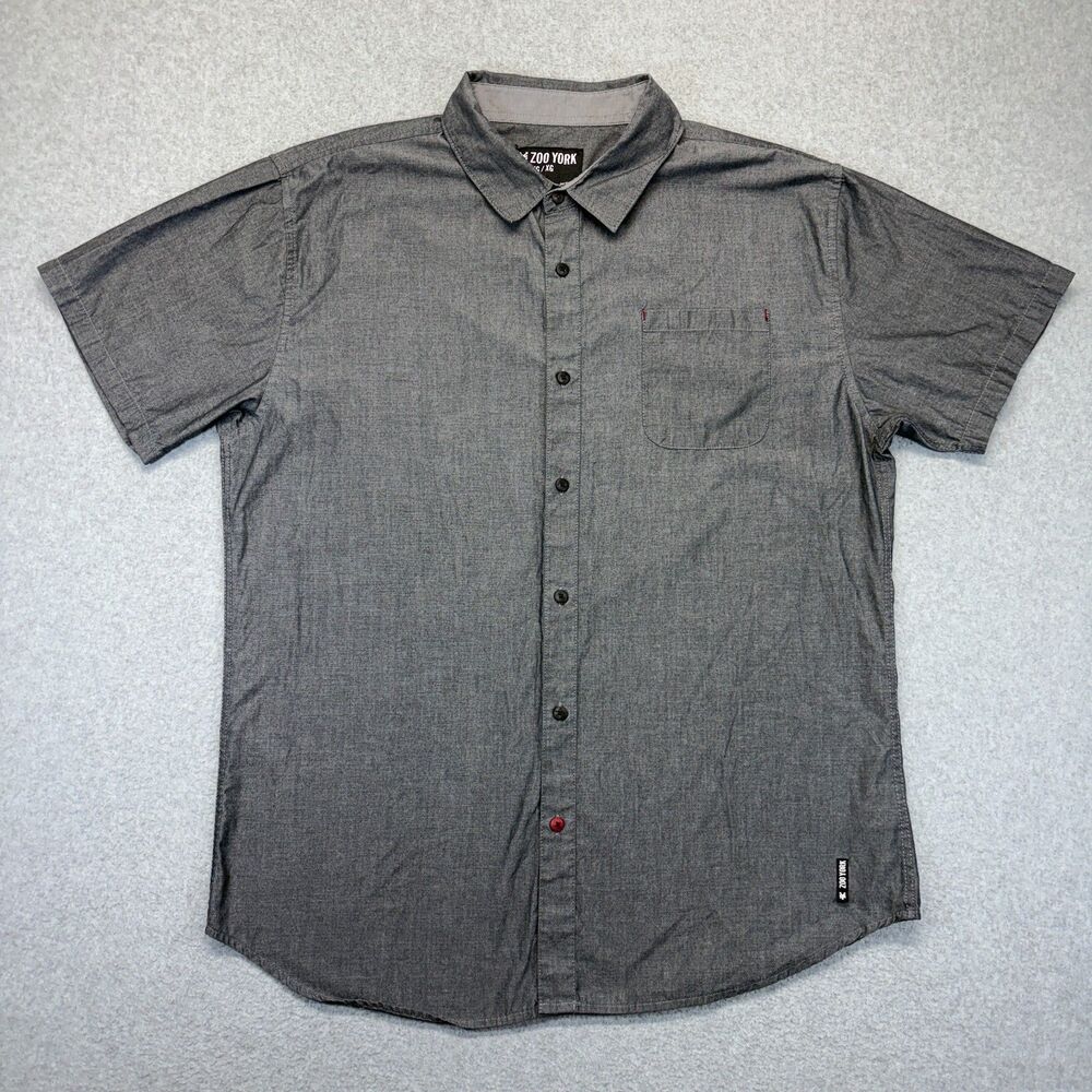 Zoo York Button Up Shirt Men’s XL Gray Short Sleeve One Pocket